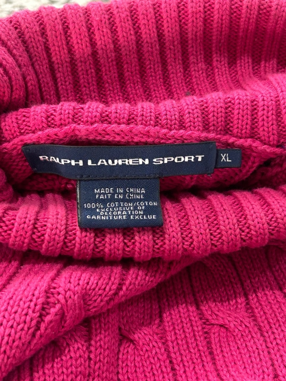 Ralph Lauren Sport Vintage Cable Knit Pink Turtleneck Women's XL - Picture 15 of 16